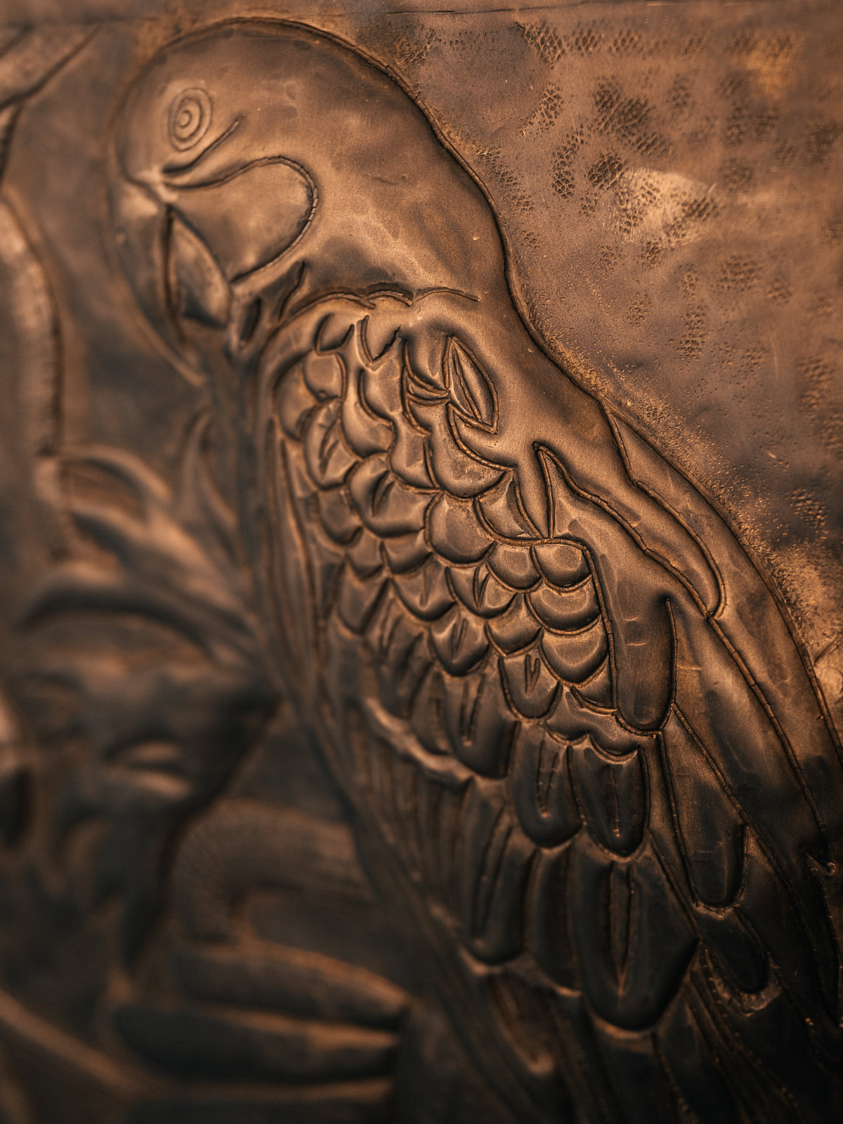 Byaas | Tropical Parrot Wall Panel, Brass (view 2)