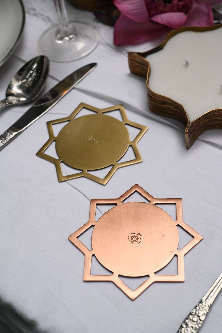 Brushed Metal Drink Coasters (Set of 4) - Modern Barware Table Protection