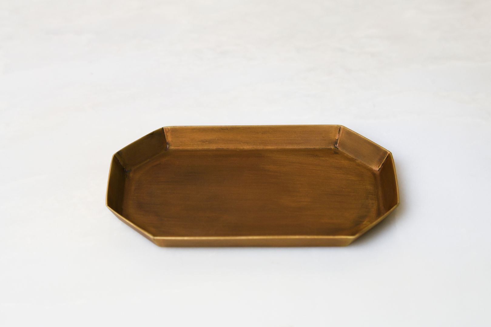 Elongated Octagonal Antique Brass Tray