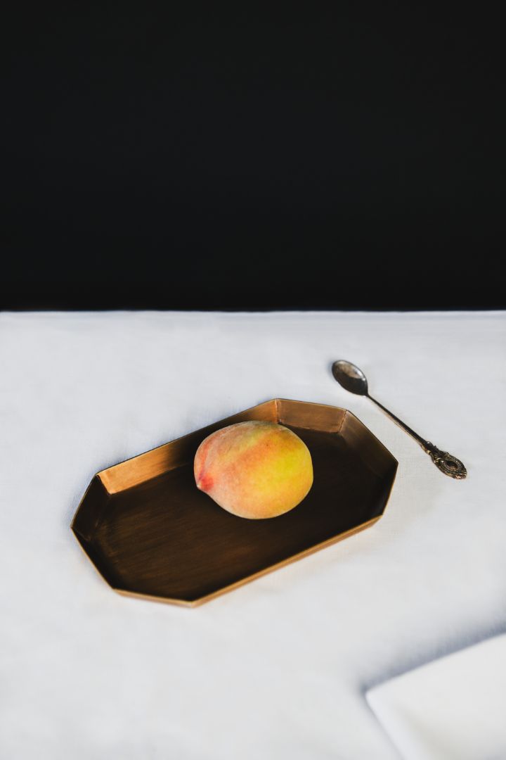 Elongated Octagonal Antique Brass Tray