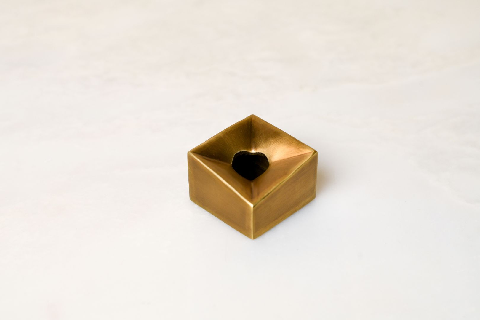 Cubo Facet Solid Brass Taper Candle Holder