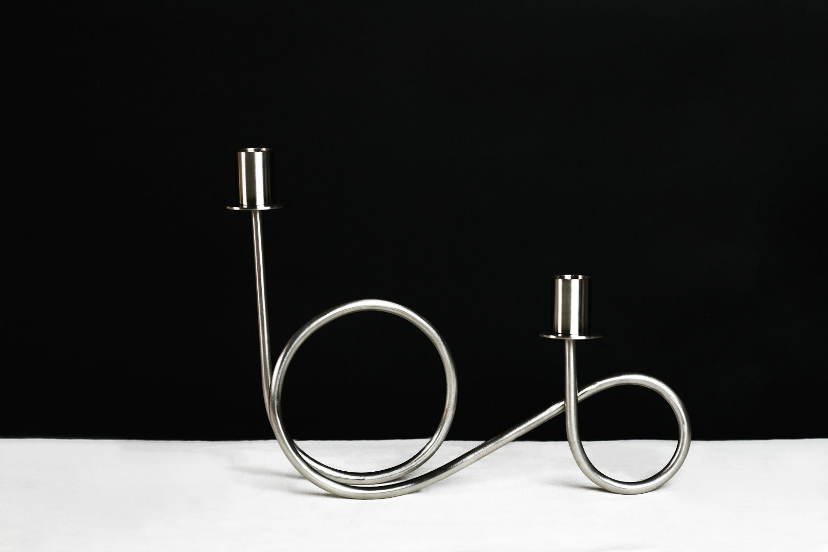 Double Loop Chrome Taper Candle Holder