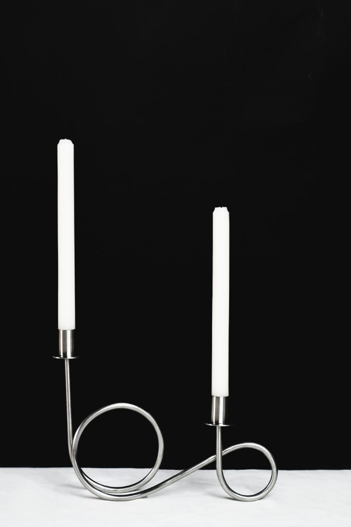 Double Loop Chrome Taper Candle Holder