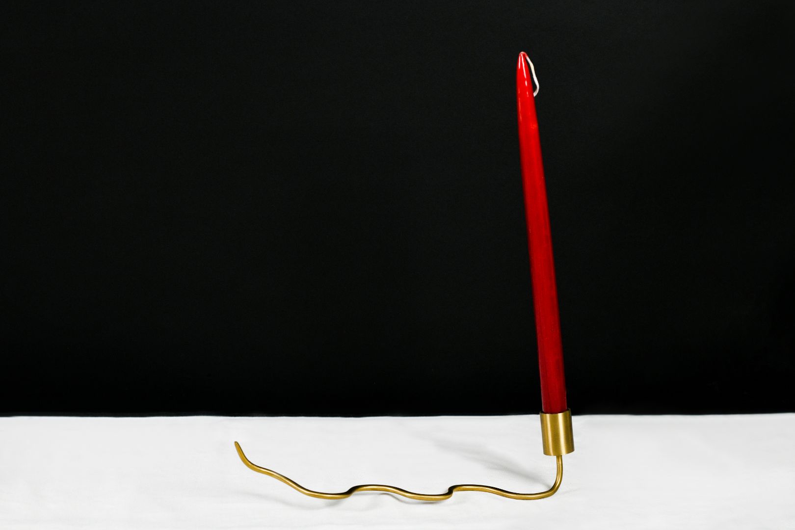 Serpentine Burnished Brass Taper Candle Holder