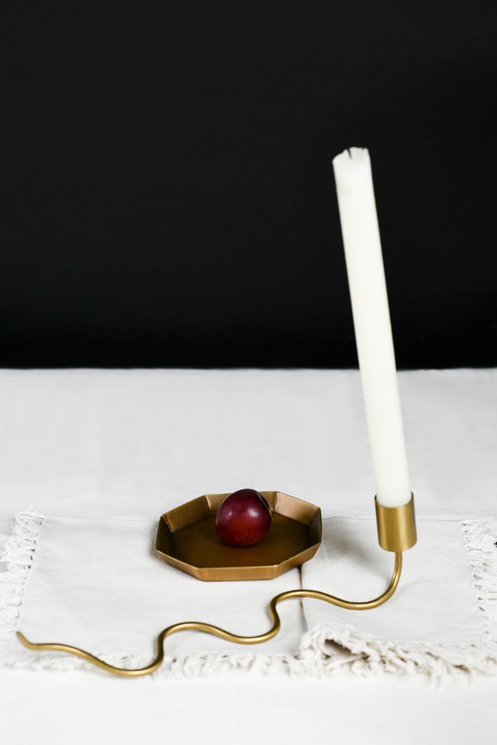 Serpentine Burnished Brass Taper Candle Holder