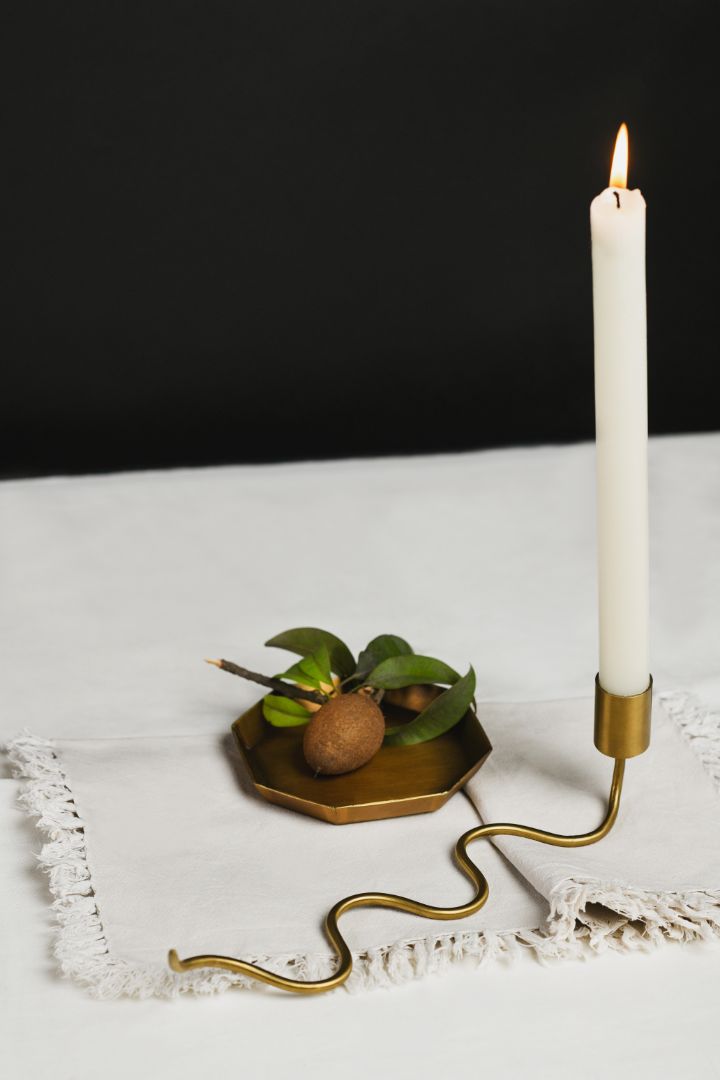 Serpentine Burnished Brass Taper Candle Holder