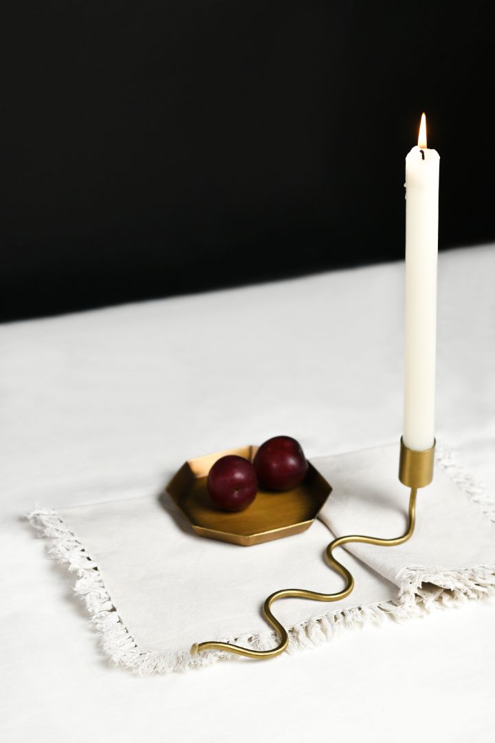 Serpentine Burnished Brass Taper Candle Holder
