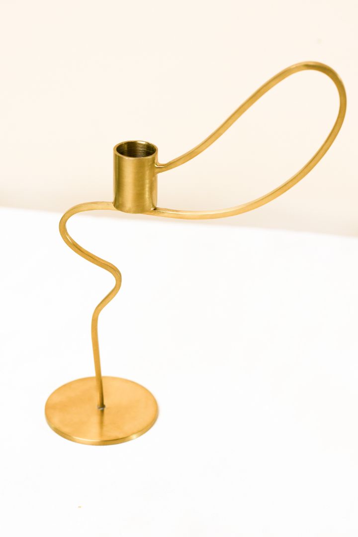 Dancing Ribbon Burnished Brass Taper Candle Holder – [Tall / Short]