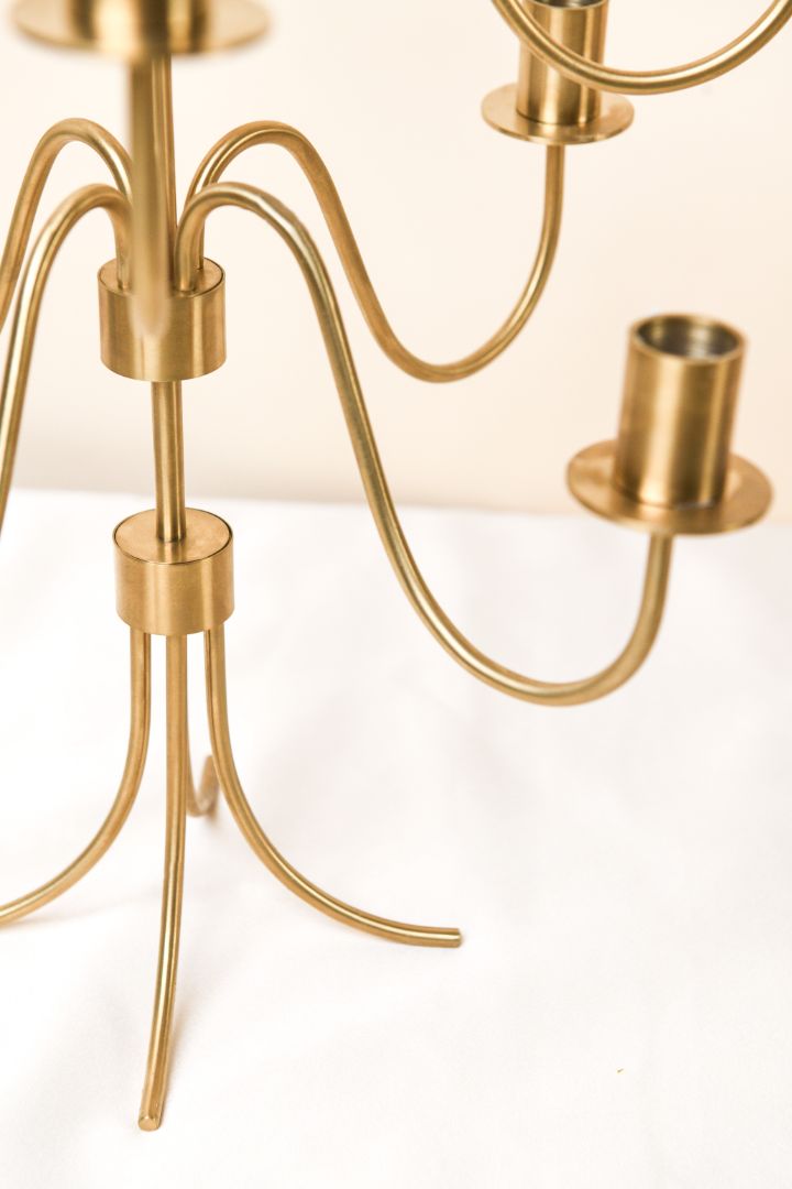 Cascading Nine-Arm Brushed Brass Candelabra
