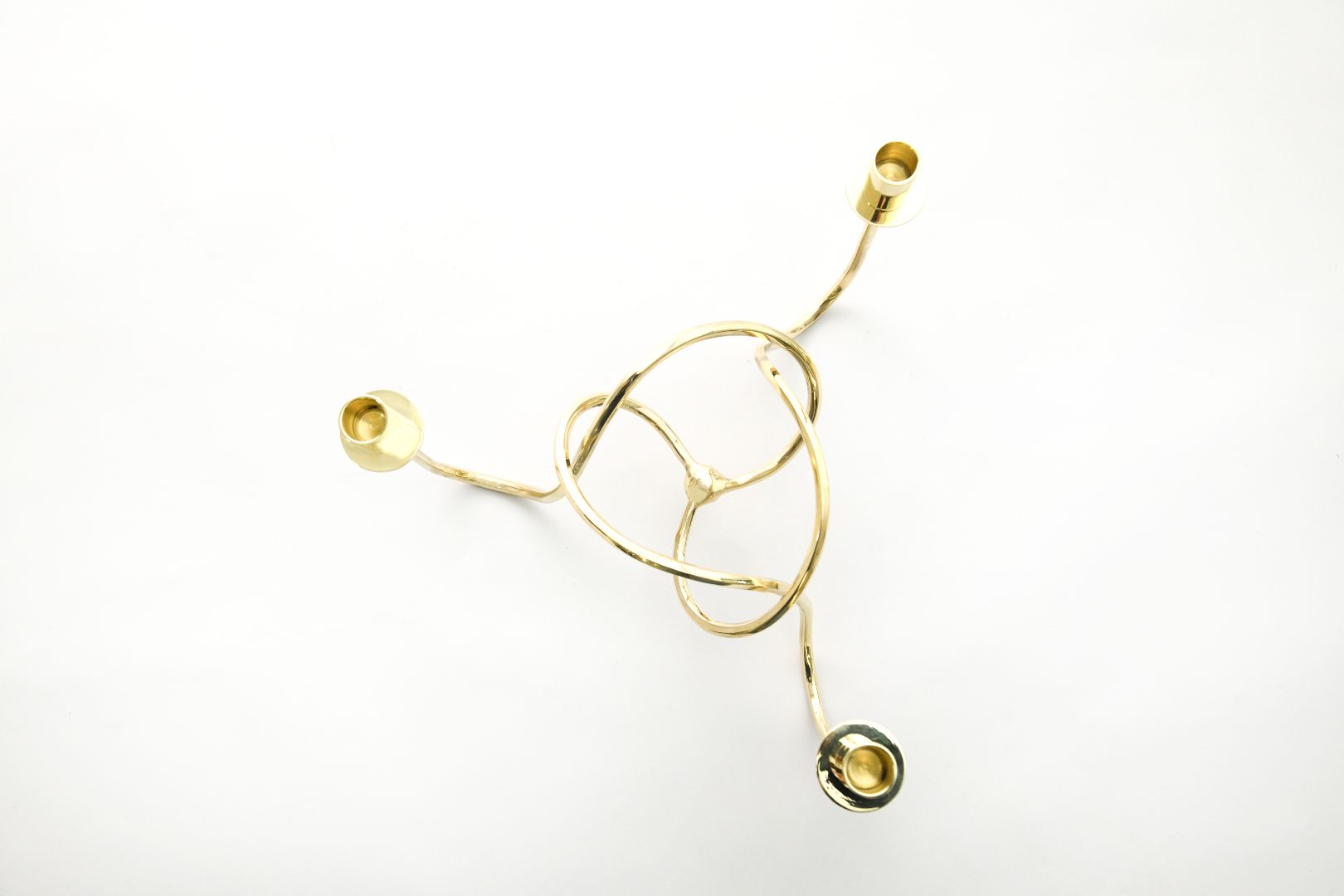 Polished Brass Candle Holders (Set of 3) - Modern Table Centerpiece