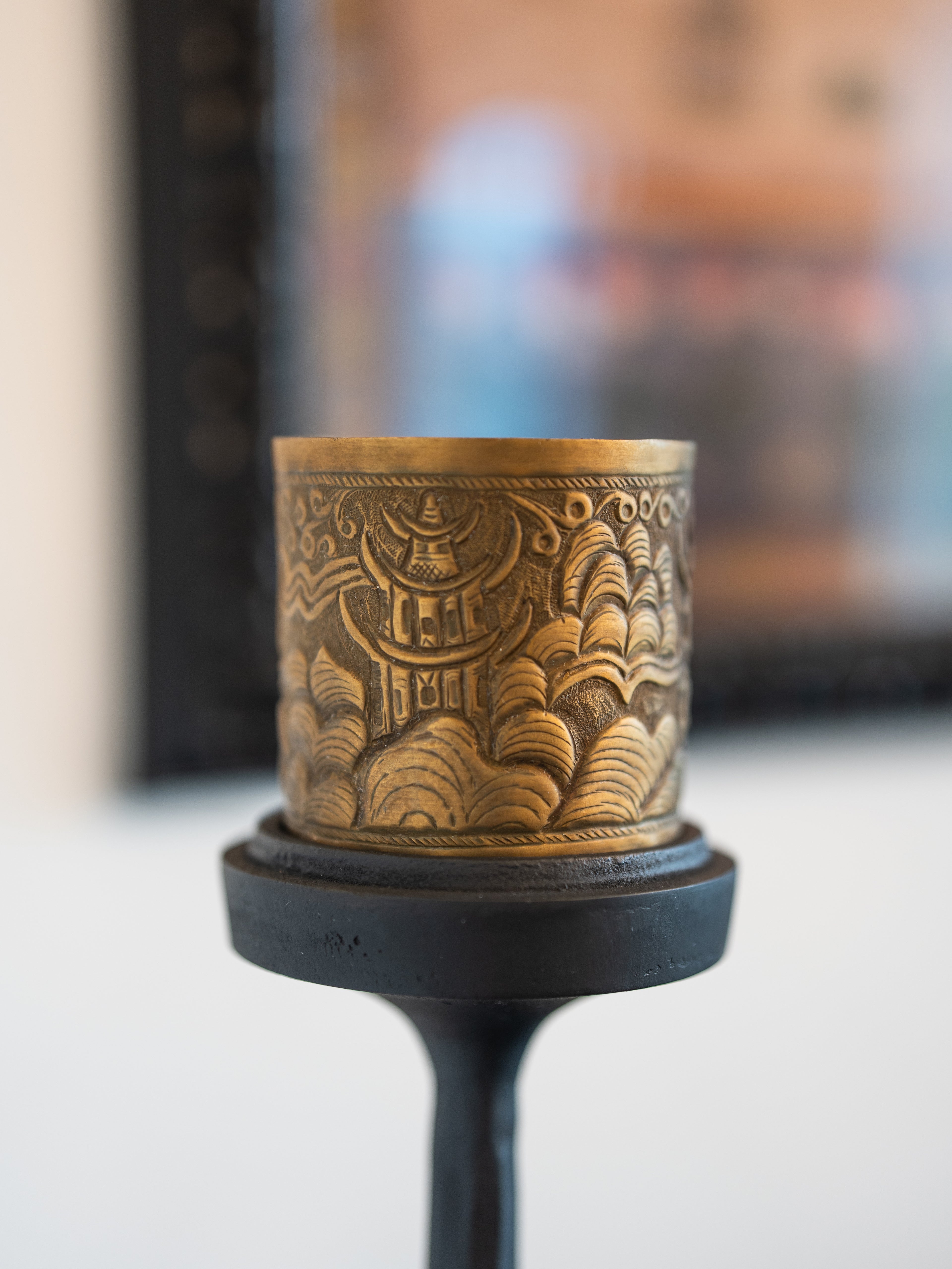 Chinoiserie Candle in Brass