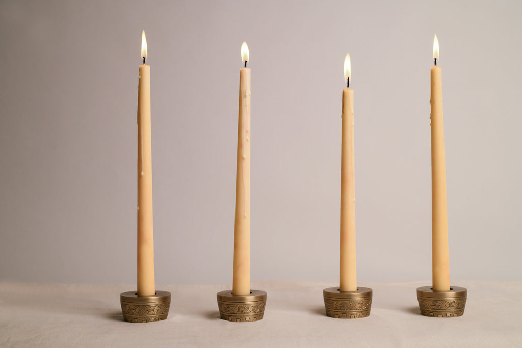Foliage Candle Holders - Set of Two in Brass