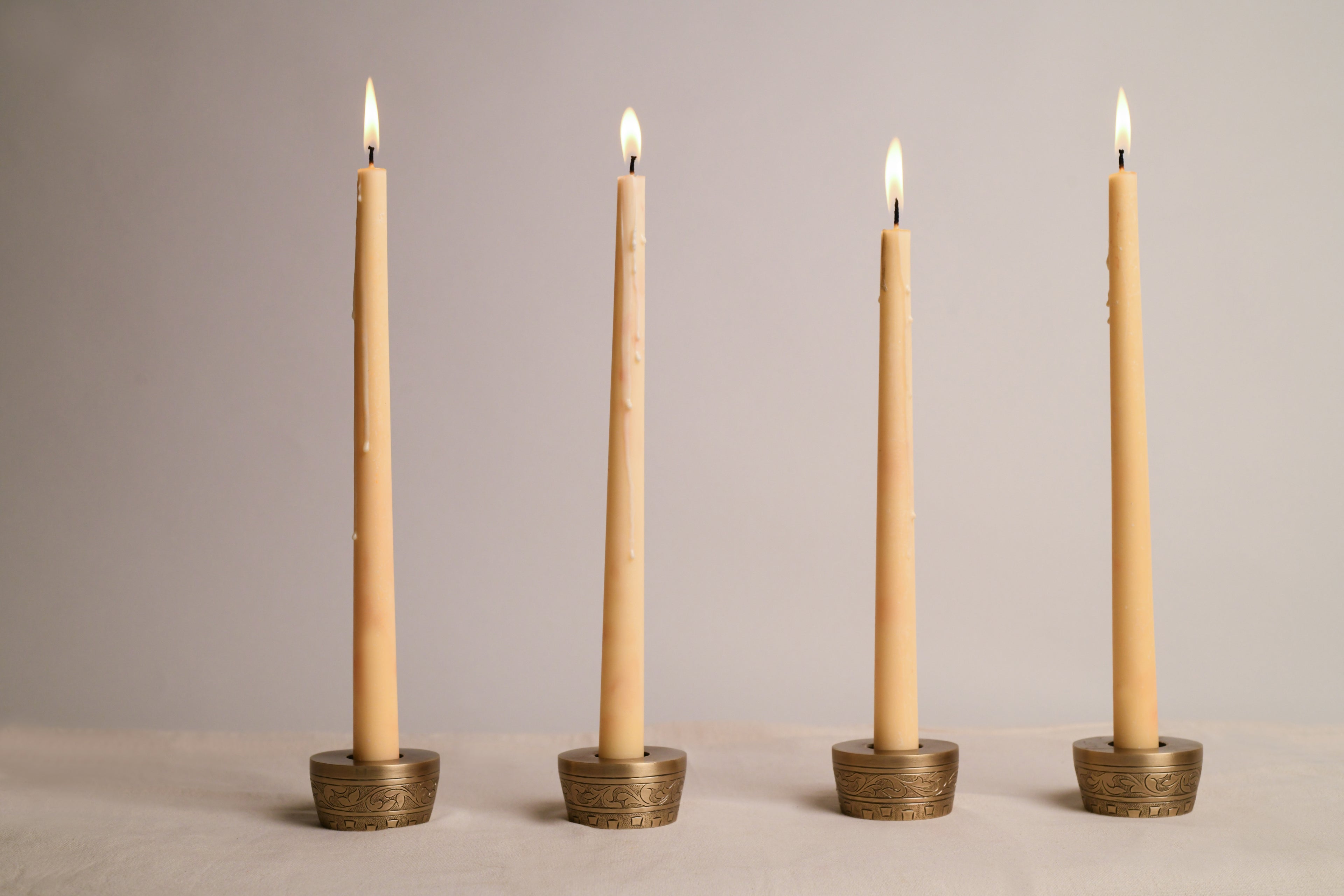 Foliage Candle Holders - Set of Two in Brass