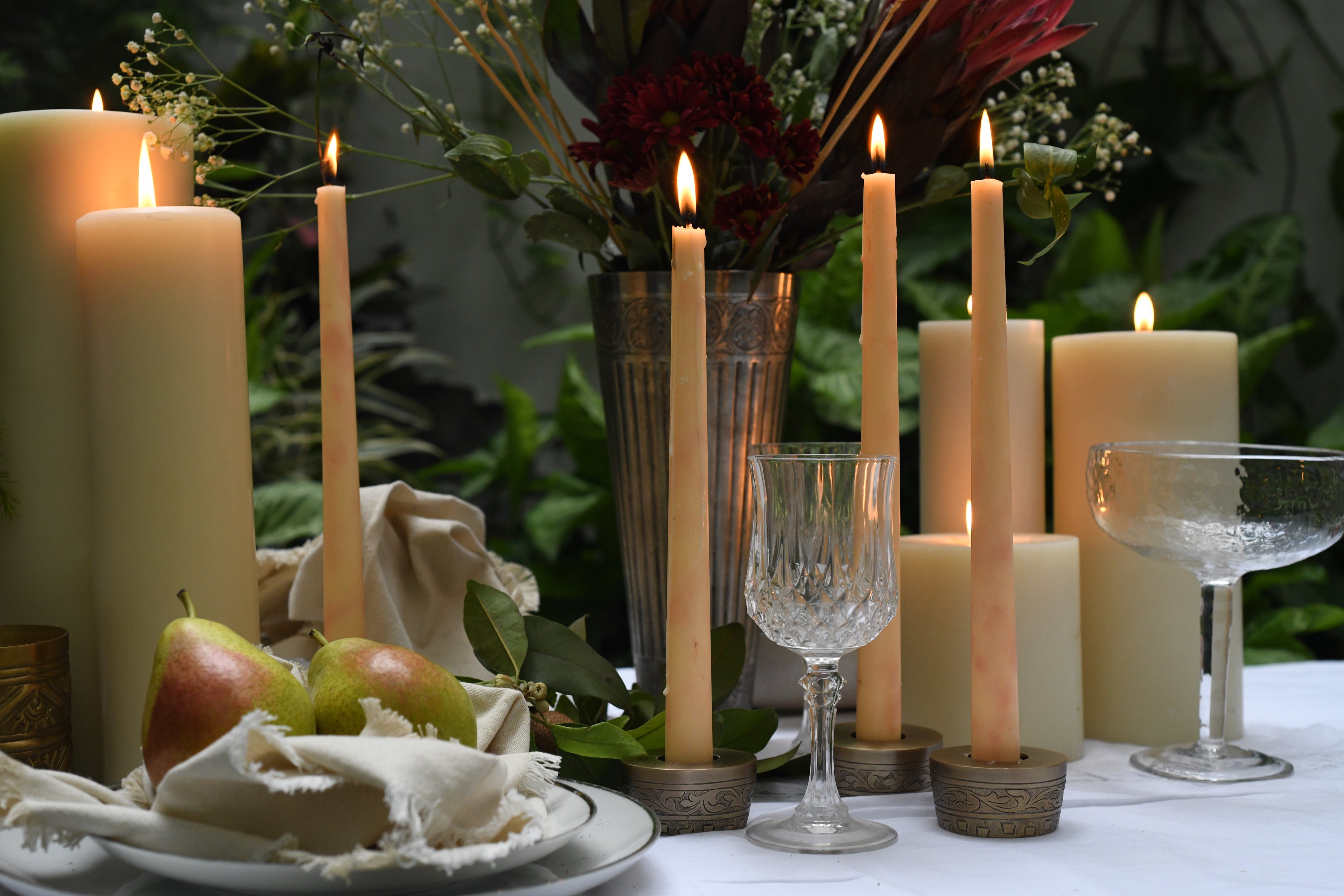 Foliage Candle Holders - Set of Two in Brass