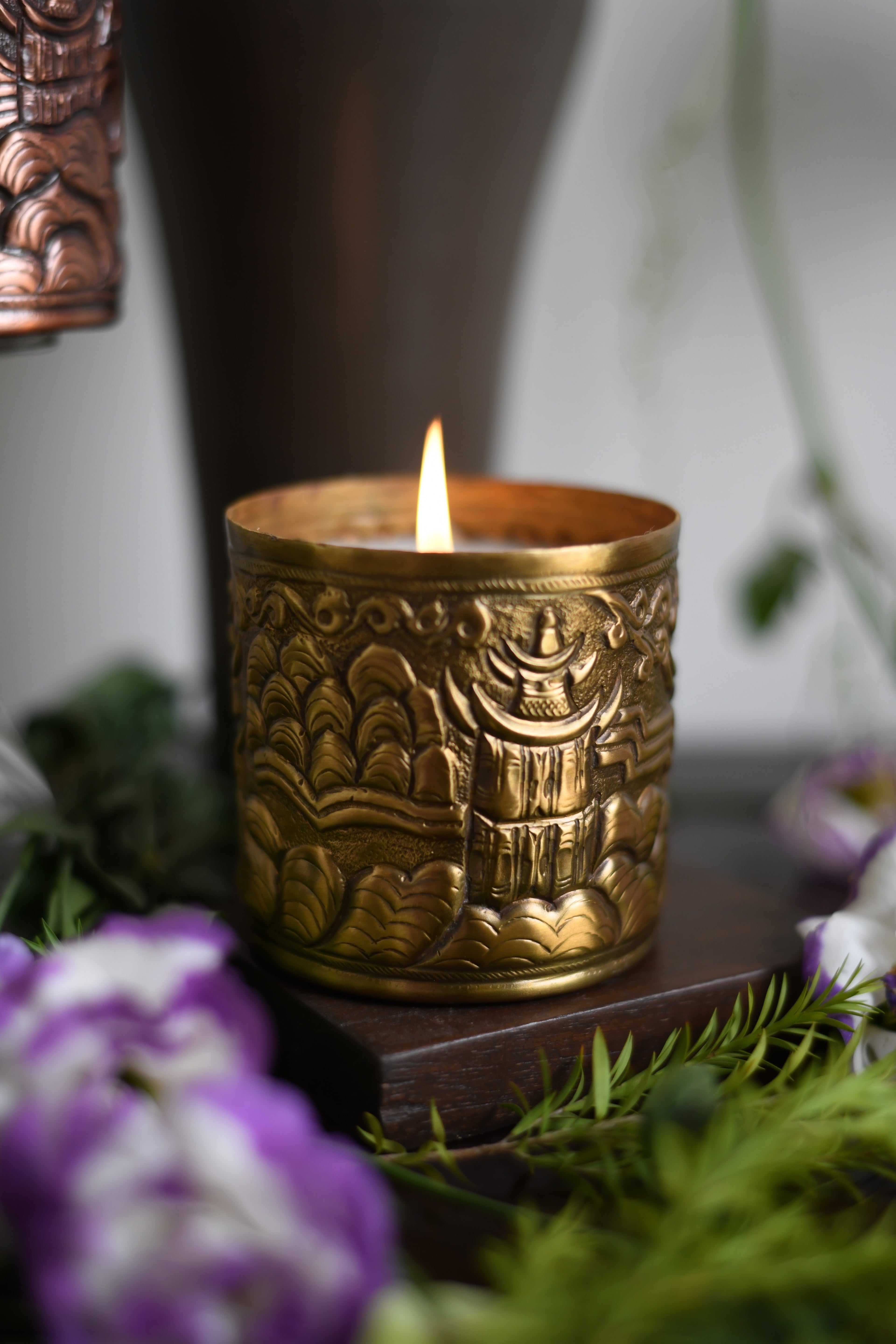 Chinoiserie Candle in Brass
