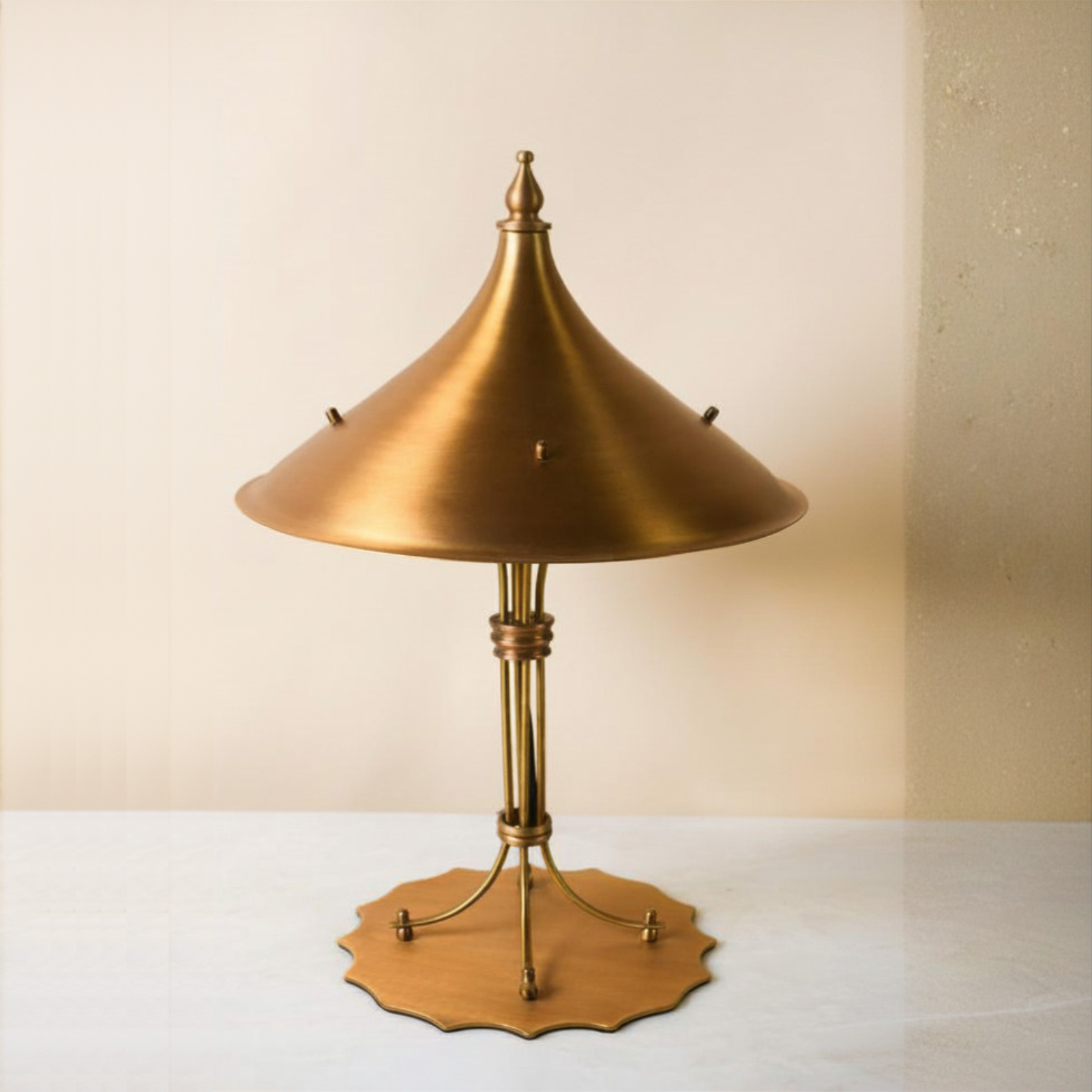 Circus Tent Architectural Brushed Brass Table Lamp