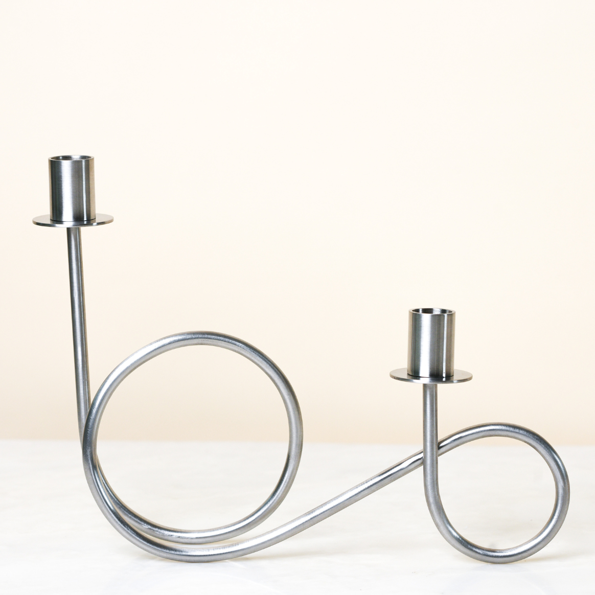 Double Loop Chrome Taper Candle Holder