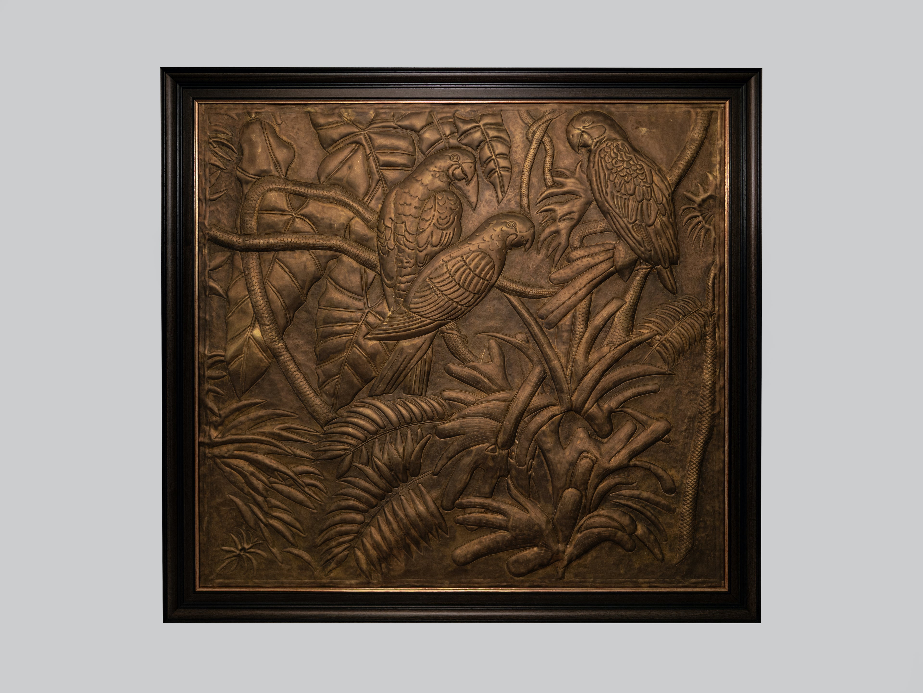 Tropical Parrot Brass Panel