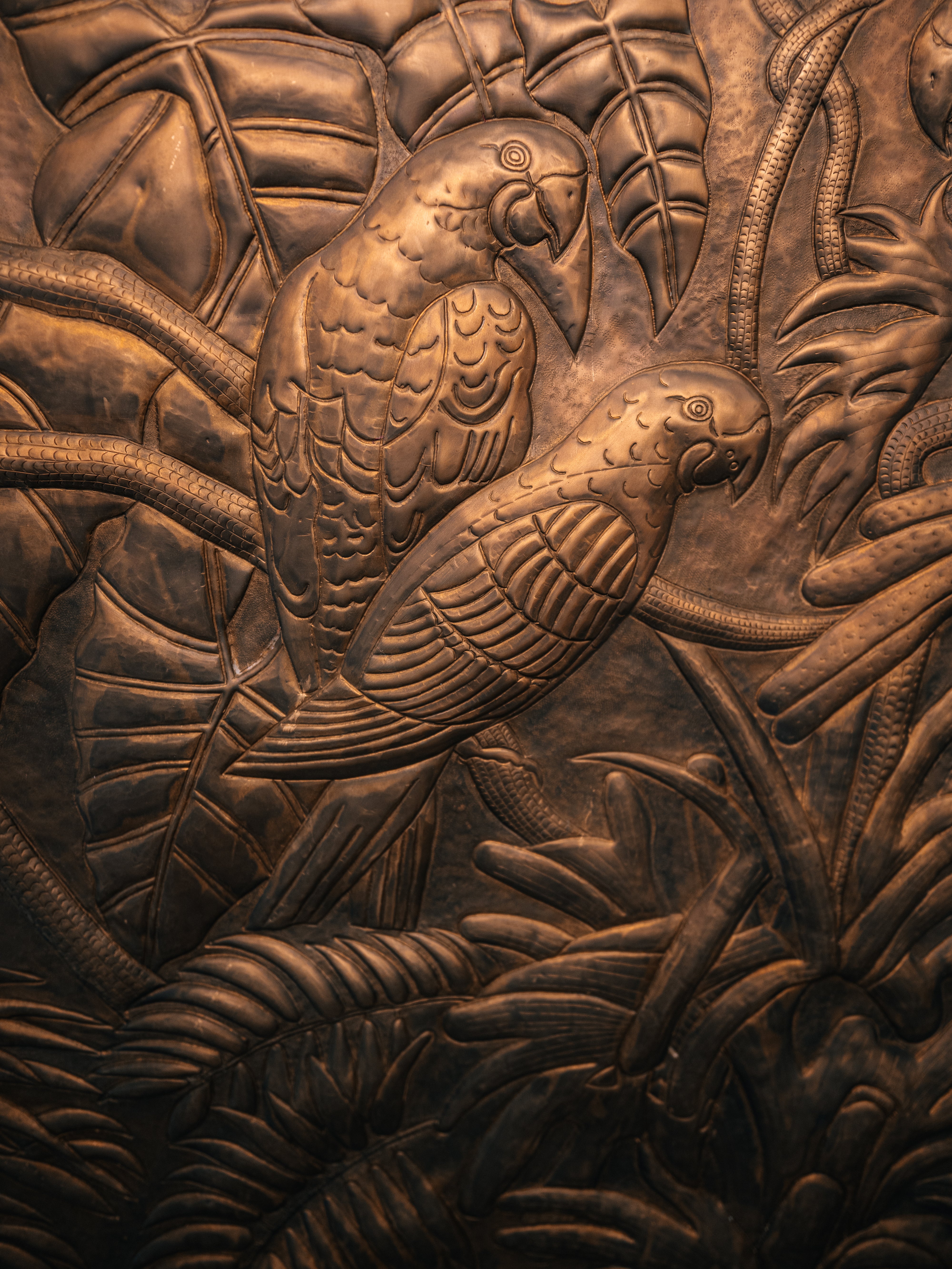Tropical Parrot Brass Panel